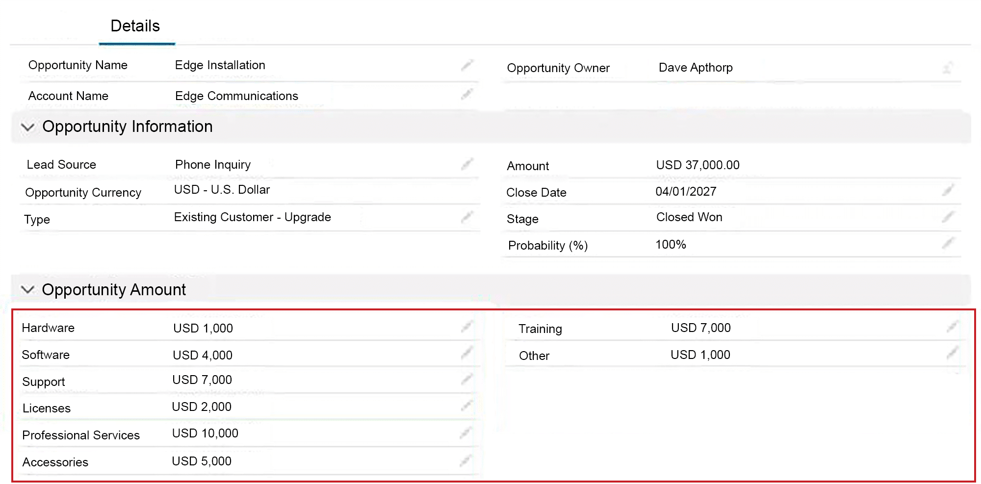 Multiple fields on the opportunity page layout to capture deal value